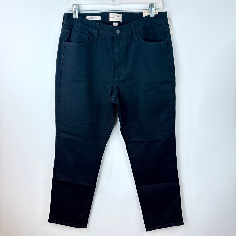 Universal Thread Women's High Rise Slim Straight Black Jeans NWT SIZE 12/31R
